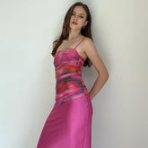 Robe nuisette à imprimé rétro, dos nu, couleur assortie